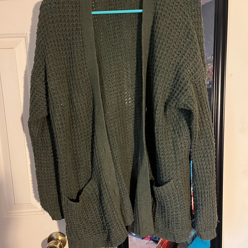 American Eagle Green Knit Cardigan